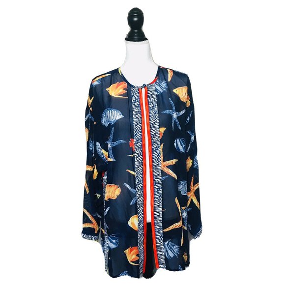 Vintage Sandra Ow-Wing For N.R.1 Sheer Kimono Top - Picture 1 of 12
